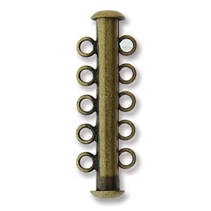 [ CLSP5 ] Antique Brass Plated Magnetic Multi Strand 32mm 5-Strand Slide Clasp