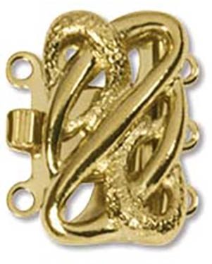 [ 2-1-A-T ] Elegant Elements 3 Strand 13x17mm Rectangular Swirl Gold Plated Clasp