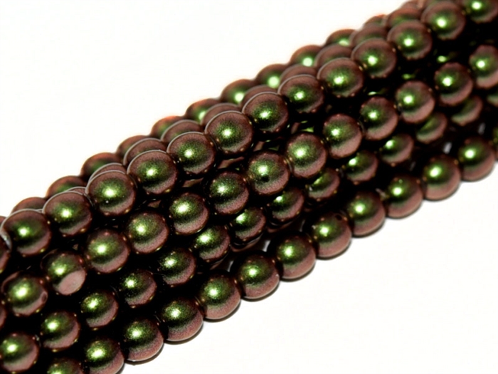 Pearl Coat Round 3mm : CP3-19034 - Pearl - Polynesian Jet Olive Mauve - 50 pcs