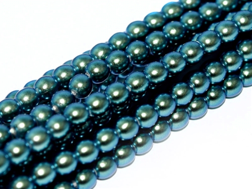 [ 3-2-B-2 ] Pearl Coat Round 3mm : CP3-19044 - Pearl - Polynesian Jet Teal Green - 50 pcs