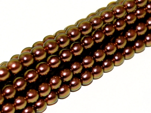 [ 3-2-B-2 ] Pearl Coat Round 3mm : CP3-19054 - Pearl - Polynesian Jet Copper Rose - 50 pcs