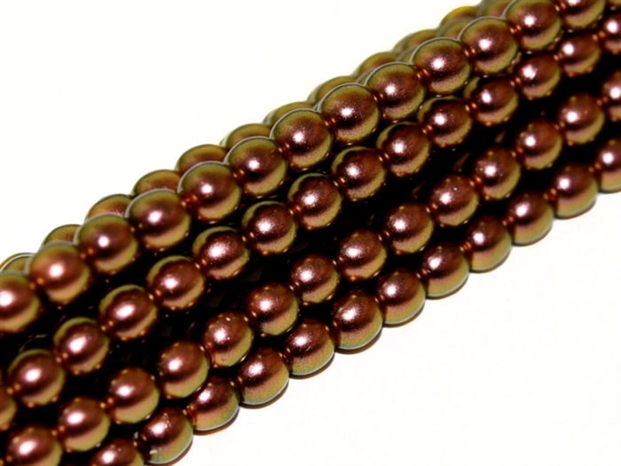 Pearl Coat Round 3mm : CP3-19054 - Pearl - Polynesian Jet Copper Rose - 50 pcs