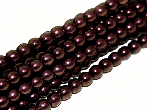 [ 3-2-B-2 ] Pearl Coat Round 3mm : CP3-19064 - Pearl - Polynesian Jet Mauve Rose - 50 pcs