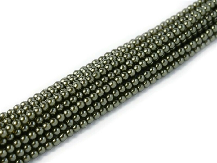 Crystal Pearl Round 4mm : CP4-63565 - Pearl - Crystal Dark Green - 50 pcs