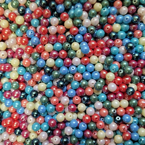 Pearl Coat Round 4mm : CP4-MIX01 - Pearl  Carnival Mix - 50 pieces