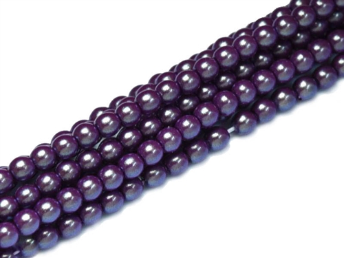 Pearl Shell Round 6mm : CP6-30016 - Grape Satin - 25 Pearls