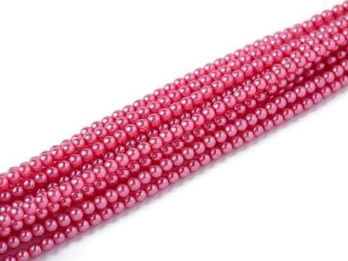 [  2-2-F-2 ] Crystal Pearl Round 6mm : CP6-63282 - Strawberry - 25 Pearls