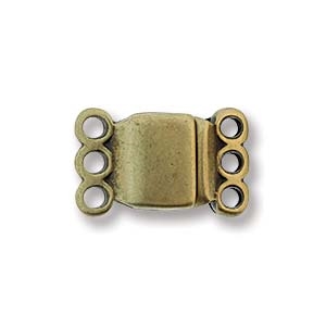 [ CLSP3 ] CR064AB - Magnetic Clasp 3-Ring 13.7x8.6mm - Antique Brass Plated