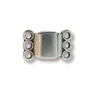 [ CLSP3 ] CR064AS - Magnetic Clasp 3-Ring 13.7x8.6mm - Antique Silver Plated