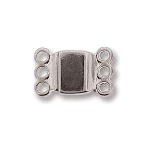 CR064SP - Magnetic Clasp 3-Ring  13.7x8.6mm -Silver Plated