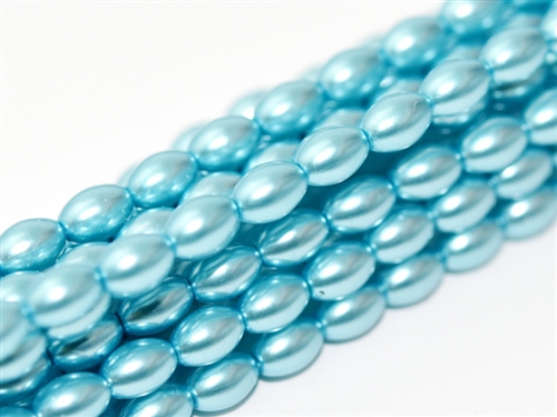 Pearl Coat Rice 6mm x 4mm : CRP6-24625 - Shiny Blue - 25 Pearls