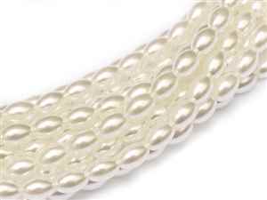 Pearl Coat Rice 6mm x 4mm : CRP6-70400 - Bright White - 25 Pearls