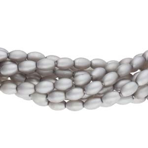 [ 7-1-B-T ] Pearl Coat Rice 6mm : CRP6-70484M - Matte Silver - 25 Pearls
