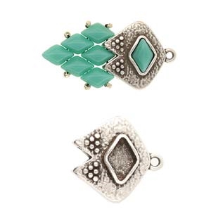 [ LS ] CYM-GD-013806-SP - Kipos  - GemDuo Bead Ending - Antique Silver Plated - 1 Piece