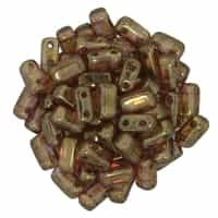 CzechMates Bricks 3x6mm - CZB-65491 - Luster Rose/Gold Topaz - 25 Pieces