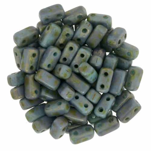 CzechMates Bricks 3x6mm - CZB-CT6313 - Copper Picasso - Turquoise - 25 Pieces