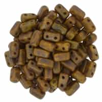 CzechMates Bricks 3x6mm - CZB-CT93110 - Sunflower Yellow - Copper Picasso - 25 Pieces