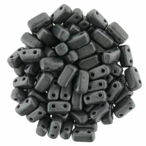 [ 1-2-F ] CzechMates Bricks 3x6mm - CZB-M14400 - Matte - Hematite - 25 Pieces