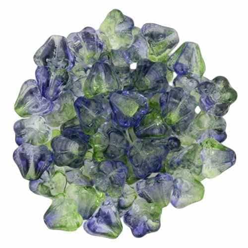 CZBBF-48006 - Baby Bell Flowers 4/6mm : Dual Coated - Blueberry/Green Tea - 25 Count