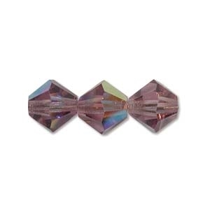 Preciosa Machine Cut 3mm Bicone Crystals : CZBC3-X2002 - Light Amethyst AB - 25 count