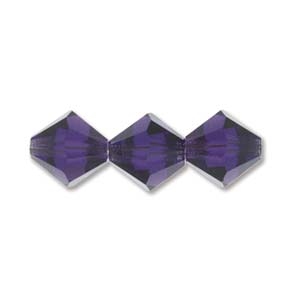 [ 8-2-B-2 ] Preciosa Machine Cut 4mm Bicone Crystals : CZBC4-2052- Crystal Deep Tanzanite - 25 count