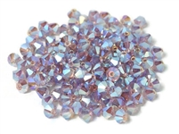 Preciosa Machine Cut 4mm Bicone Crystals : CZBC4-2X20020 - 2AB Light Amethyst - 25 count