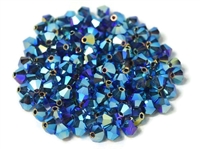 Preciosa Machine Cut 4mm Bicone Crystals : CZBC4-2X20480 - 2AB Deep Tanzanite - 25 count