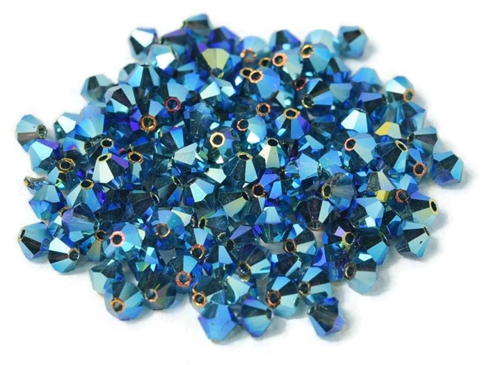 Preciosa Machine Cut 4mm Bicone Crystals : CZBC4-2X3034 - 2AB Montana - 25 count