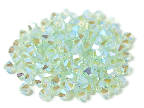 Preciosa Machine Cut 4mm Bicone Crystals : CZBC4-2X50000 - 2AB Chrysolite - 25 count