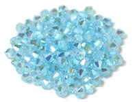 Preciosa Machine Cut 4mm Bicone Crystals : CZBC4-2X6001 - 2AB Aqua Bohemica - 25 count