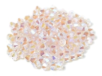 Preciosa Machine Cut 4mm Bicone Crystals : CZBC4-2X7002 - 2AB Light Rose - 25 count