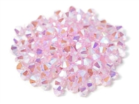 Preciosa Machine Cut 4mm Bicone Crystals : CZBC4-2X7022 - 2AB Pink Sapphire - 25 count