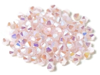 Preciosa Machine Cut 4mm Bicone Crystals : CZBC4-2X71350 - 2AB Rose Opal - 25 count