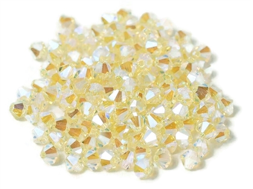 Preciosa Machine Cut 4mm Bicone Crystals : CZBC4-2X8010 - 2AB Jonquil - 25 count