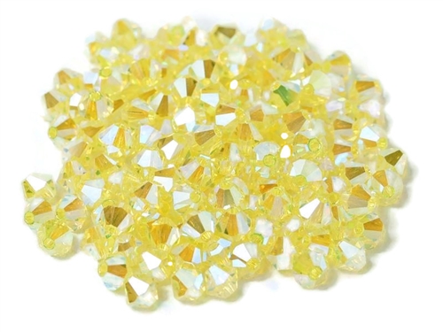 Preciosa Machine Cut 4mm Bicone Crystals : CZBC4-2X8031 - 2AB Citrine - 25 count