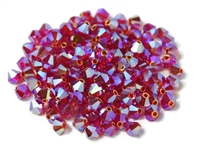 Preciosa Machine Cut 4mm Bicone Crystals : CZBC4-2X9007 - 2AB Light Siam - 25 count