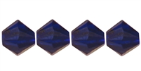 4mm Preciosa Machine Cut 4mm Bicone Crystals :  CZBC4-3009 - Cobalt - 25 count