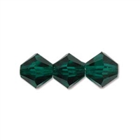 Preciosa Machine Cut 4mm Bicone Crystals : CZBC4-5014 - Emerald - 25 count