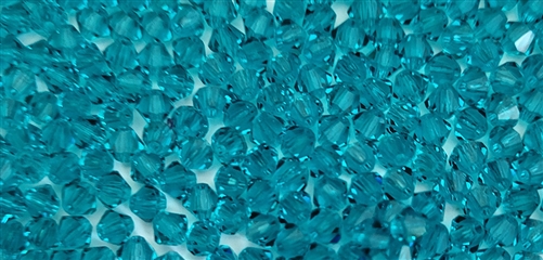 Preciosa Machine Cut 4mm Bicone Crystals : CZBC4-6023 - Blue Zircon - 25 count