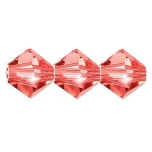 Preciosa Machine Cut 4mm Bicone Crystals : CZBC4-7045 - Crystal Padparadscha - 25 count