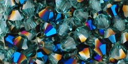 Preciosa Machine Cut 4mm Bicone Crystals : CZBC4-BR6001 - Aquamarine - Blue Iris - 25 count
