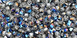 Preciosa Machine Cut 4mm Bicone Crystals : CZBC4- BR6002- Crystal Blue Flare - 25 count
