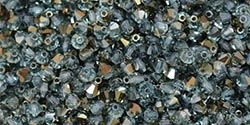 Preciosa Machine Cut 4mm Bicone Crystals : CZBC4-HL6001 - Hematite Luster - Aquamarine - 25 count