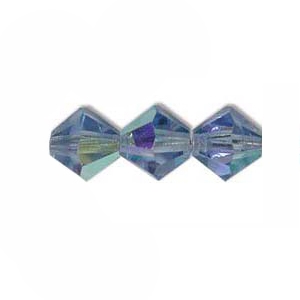 Preciosa Machine Cut 4mm Bicone Crystals : CZBC4-X3001 - Crystal Light Sapphire AB - 25 count