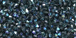 Preciosa Machine Cut 4mm Bicone Crystals : CZBC4-X3034 - Montana Blue AB - 25 count