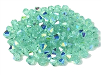 Preciosa Machine Cut 4mm Bicone Crystals : CZBC4-X50005 - AB Caribbean Sea - 25 count