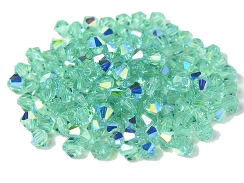 Preciosa Machine Cut 4mm Bicone Crystals : CZBC4-X50005 - AB Caribbean Sea - 25 count