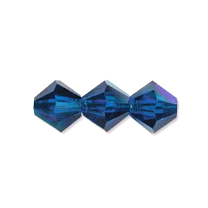 Preciosa Machine Cut 4mm Bicone Crystals : CZBC4-X6008 - Crystal Capri Blue AB - 25 count