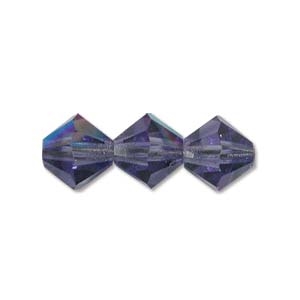 Preciosa Machine Cut 4mm Bicone Crystals : CZBC4-XL2051 - Light Tanzanite AB - 25 count