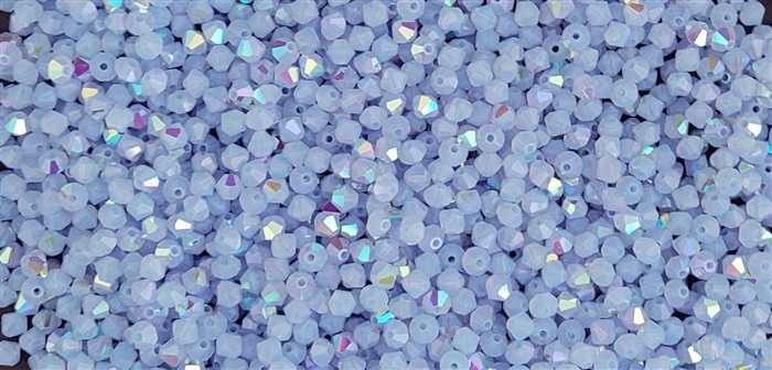 Preciosa Machine Cut 4mm Bicone Crystals : CZBC4-XOP3001 - AB Light Sapphire Opal - 25 count